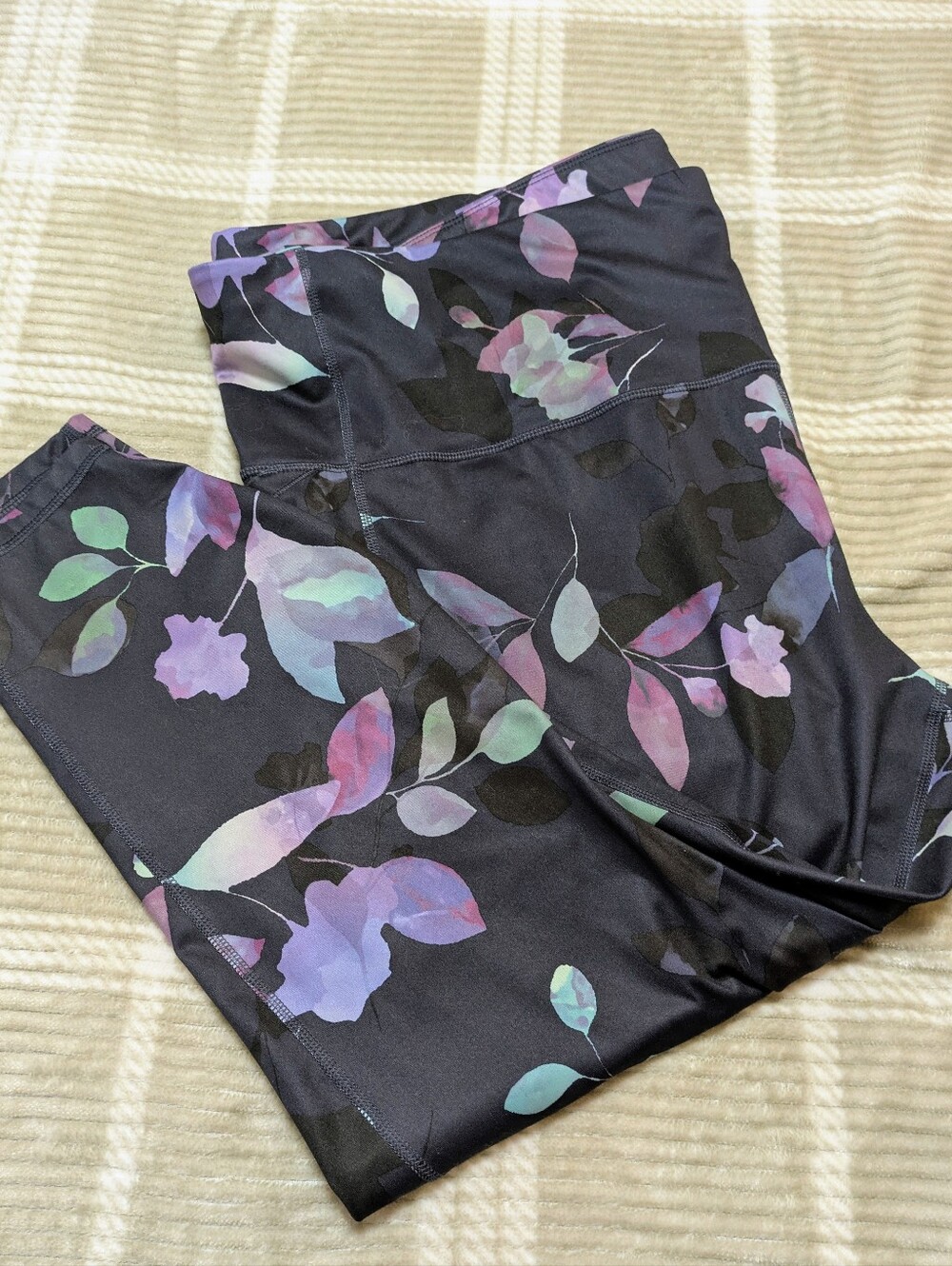 High-Waist Floral Print Active Leggings - Blue, 4x